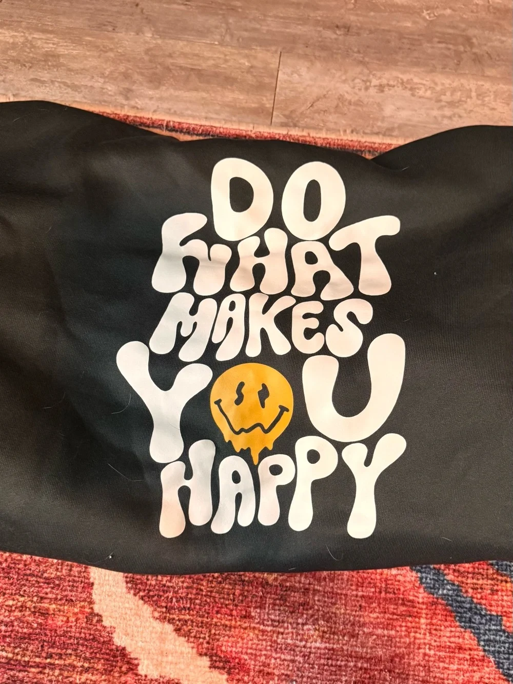 SHEIN Black Hoodie with Yellow Drip Smiley Graphic - Picture 2 of 2